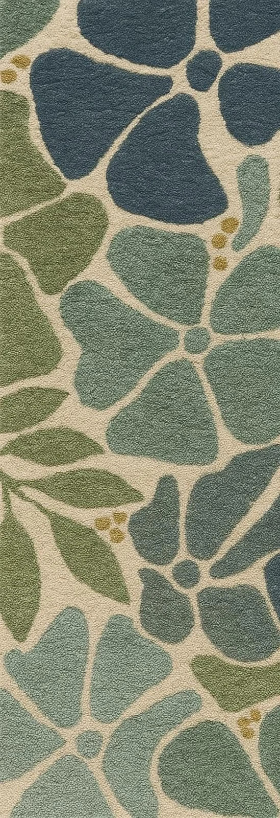 Hand Tufted Wool Floral Rug – Blue & Green Botanical Pattern Modern Living Room