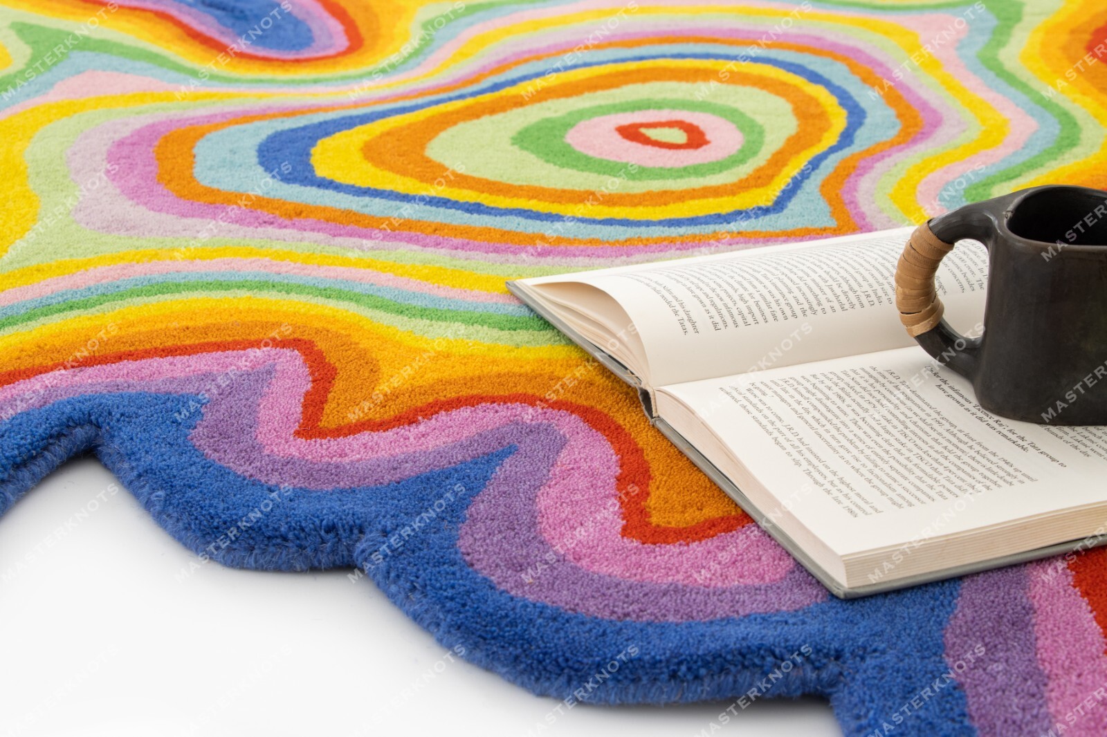 Psychedelic Irregular Shaped Tufted Custom Wool Area Rug For Gifting, Kids Room