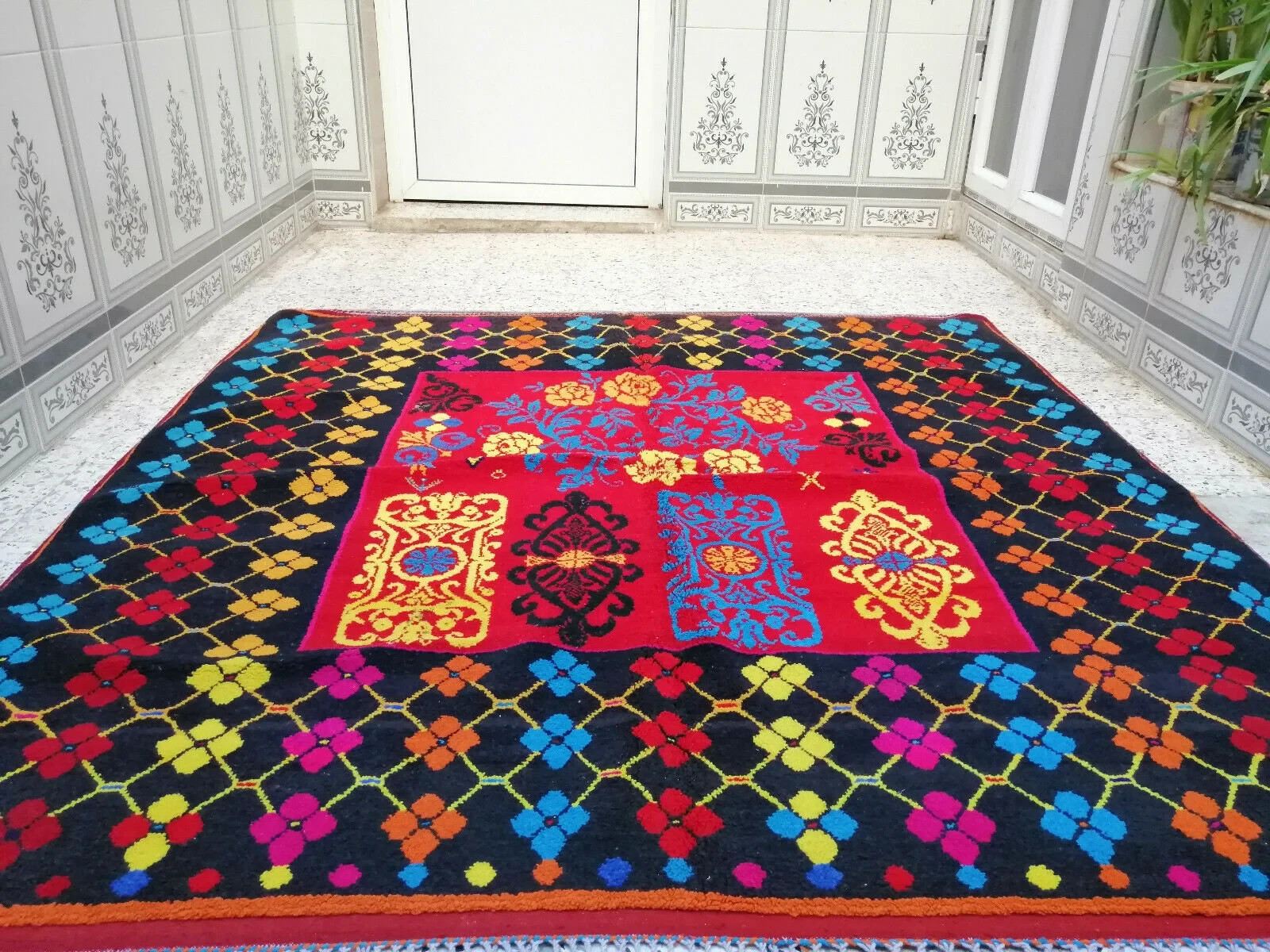 Handmade Moroccan Berber Wool Rug – Authentic Azilal/Algerian Area Rug – Dining