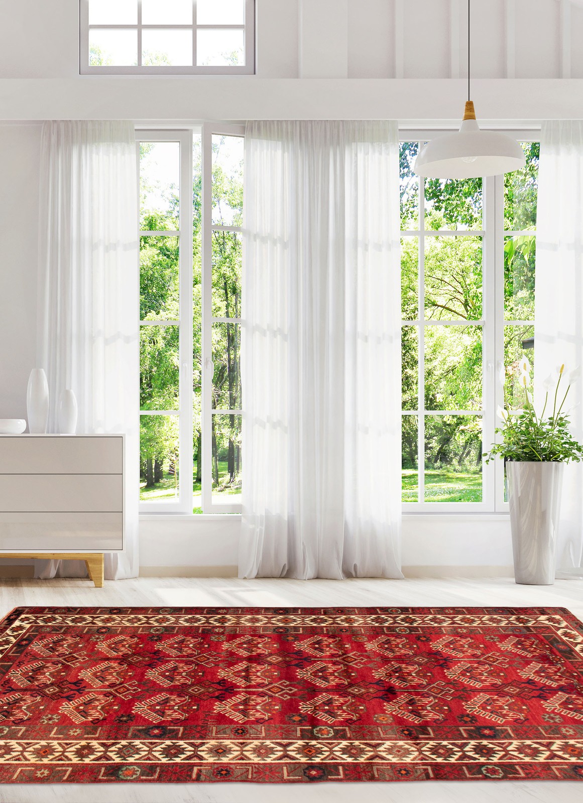 Vintage Hand-Knotted Area Rug 5’1″ x 9’6″ Traditional Oriental Wool Carpet