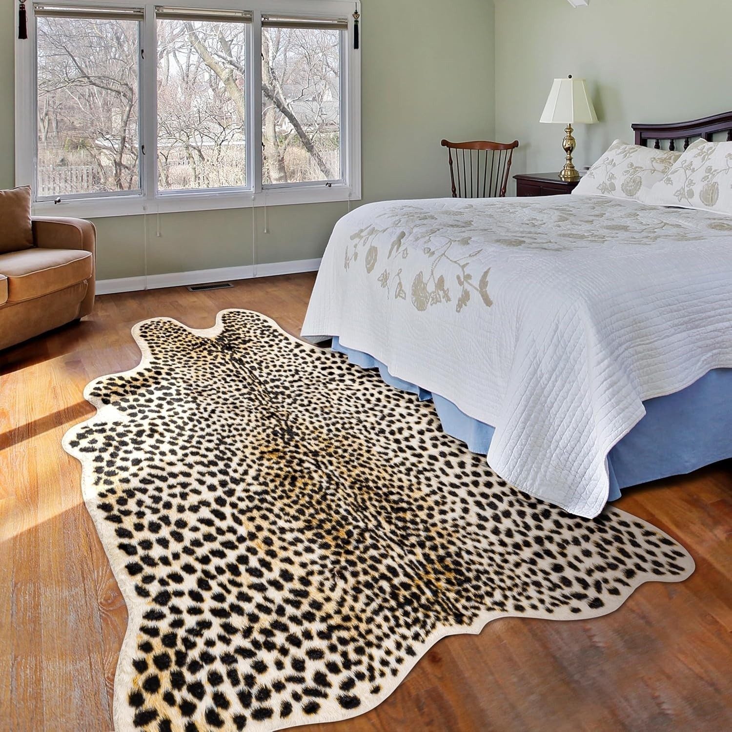 Leopard Print Rug Faux Cheetah Rugs Print Skin Animal Printed Area Rug 5’2″ x 7′