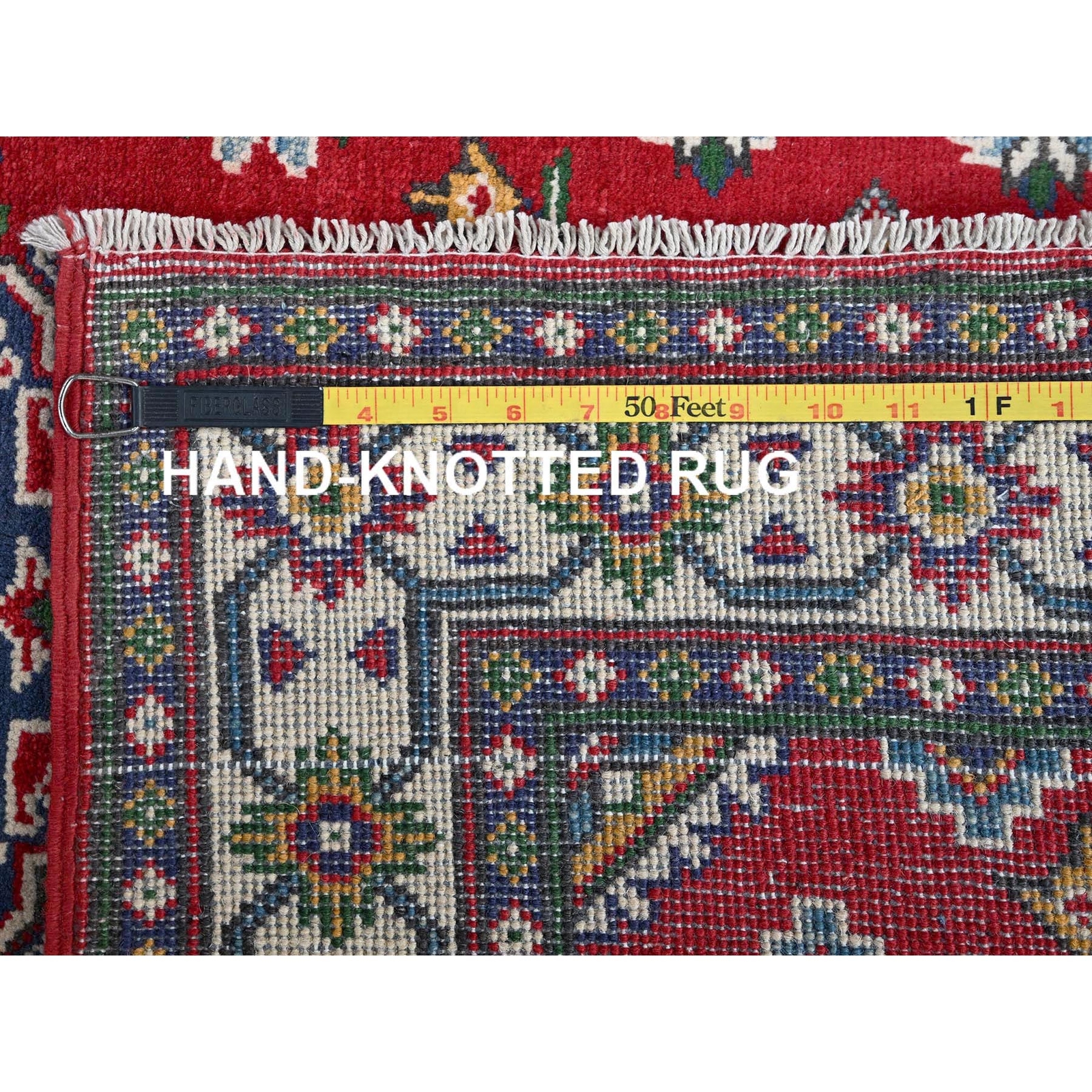 3’3″x4’9″ Berry Red Kazak Tribal Medallions Design Hand Knotted Wool Rug R348