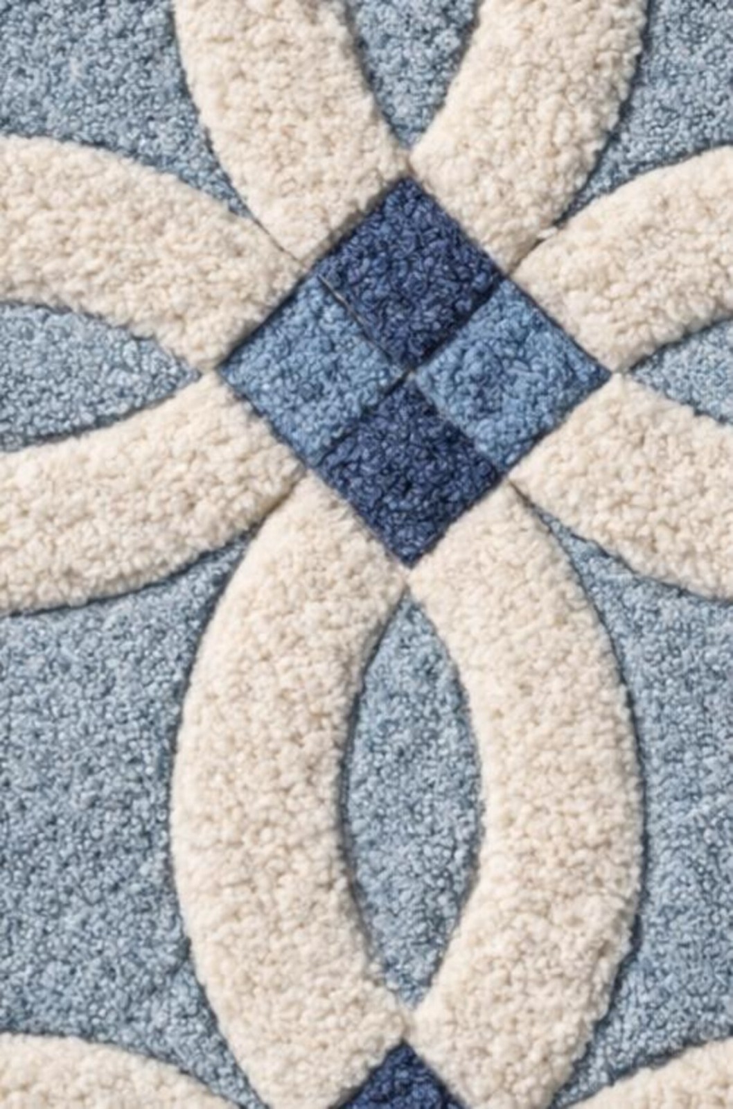 Hand Tufted Blue and Ivory Geometric Rug Modern Coastal Luxury Wool Area Rug.