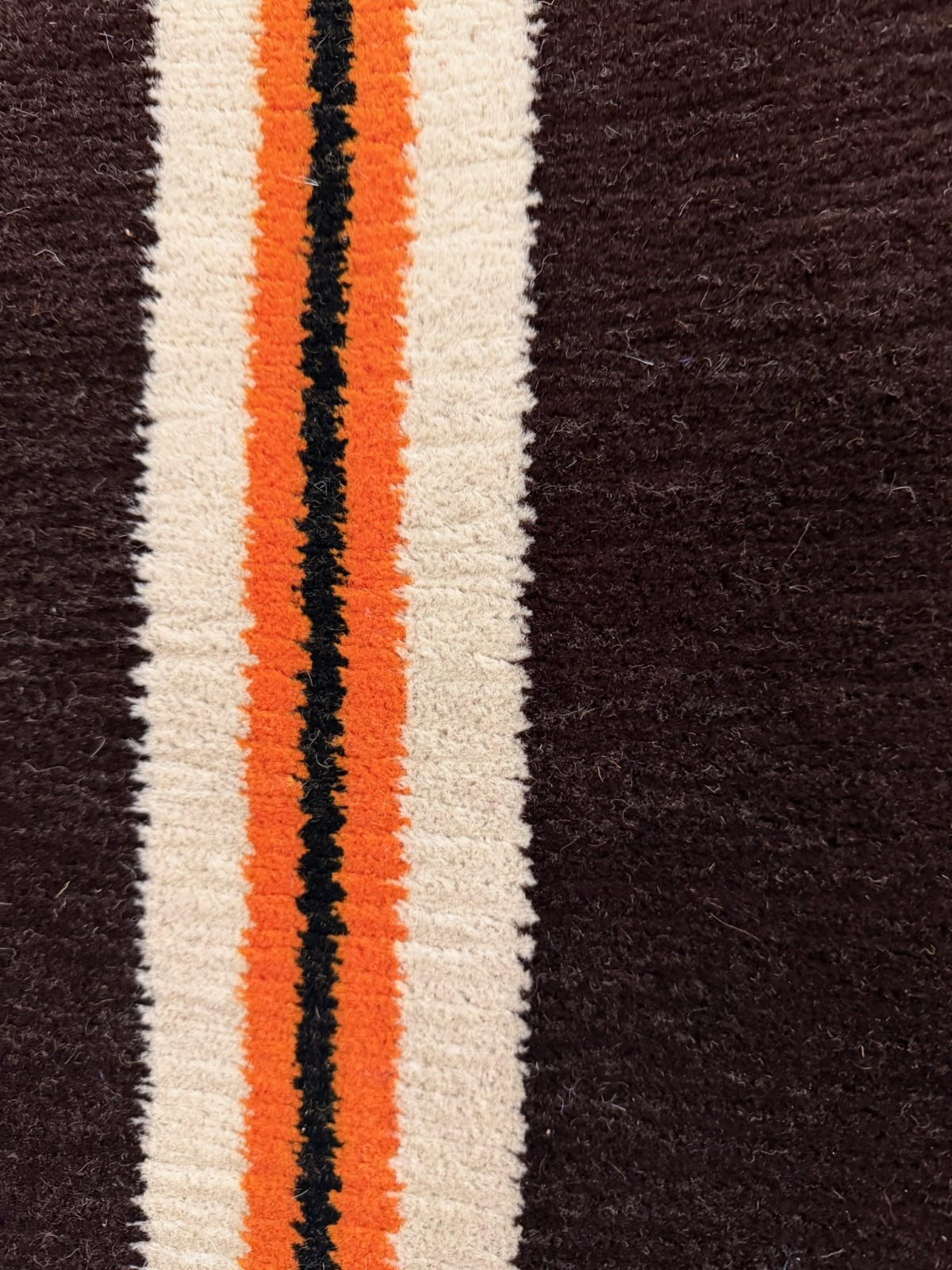 Institutional Du Tapis Black Long Striped UNUSED Rya Rug Modern Mid Century Wool