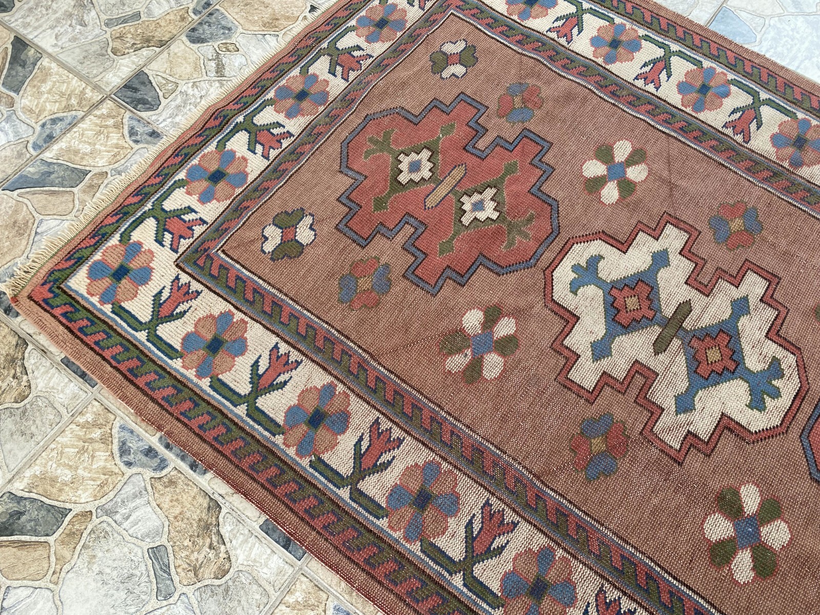 Turkish Kurdish Vintage Rug | 4.3 x 6.5 ft | Handwoven Anatolian Tribal Geometri