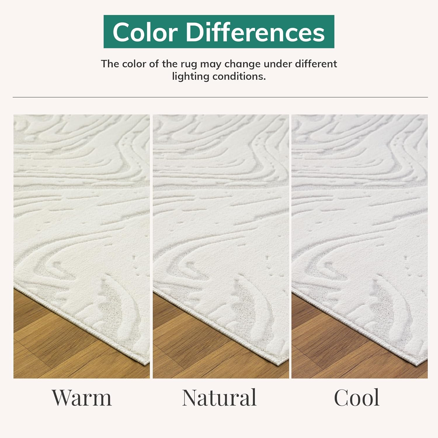 Elegant Abstract Marble Swirl Cream 5×7 Area Rug – High Low Design