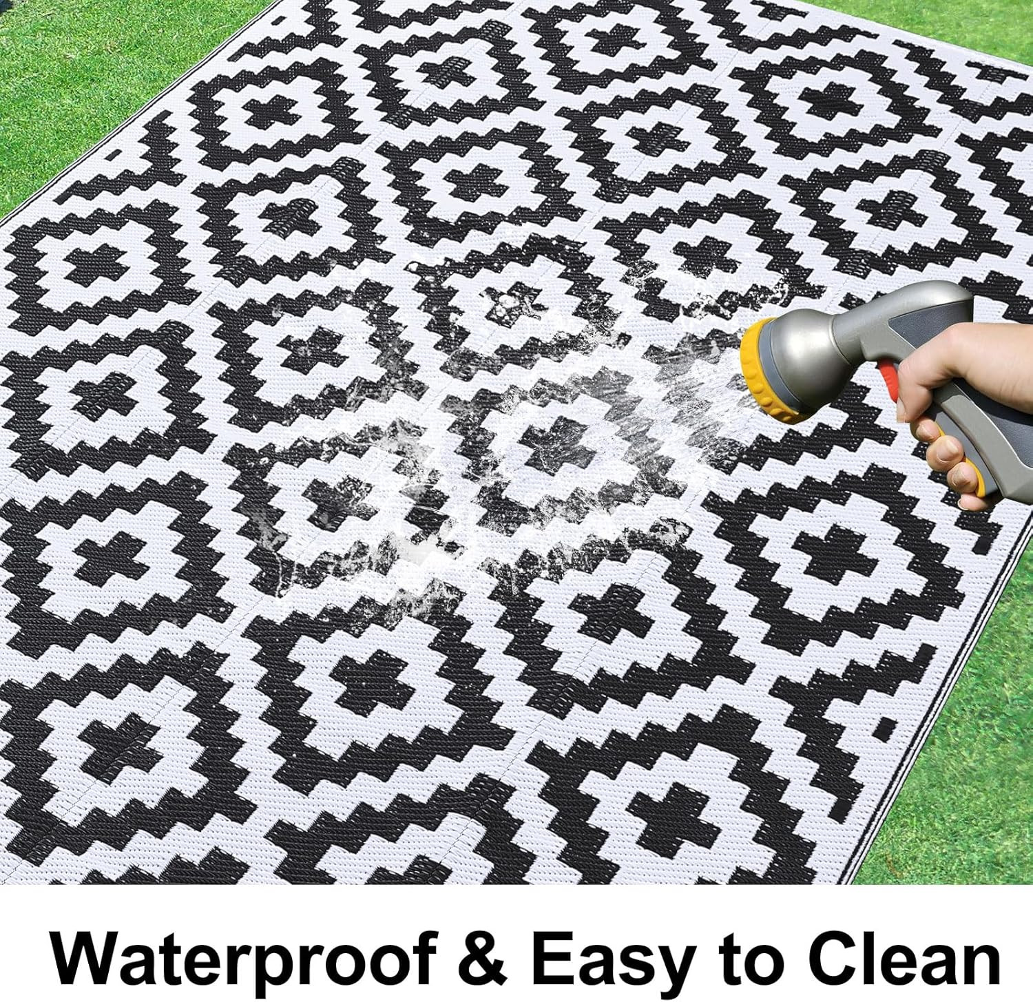 Waterproof Outdoor Rug 8X10 Ft, Reversible Plastic Straw Patio Camping Rugs, Out