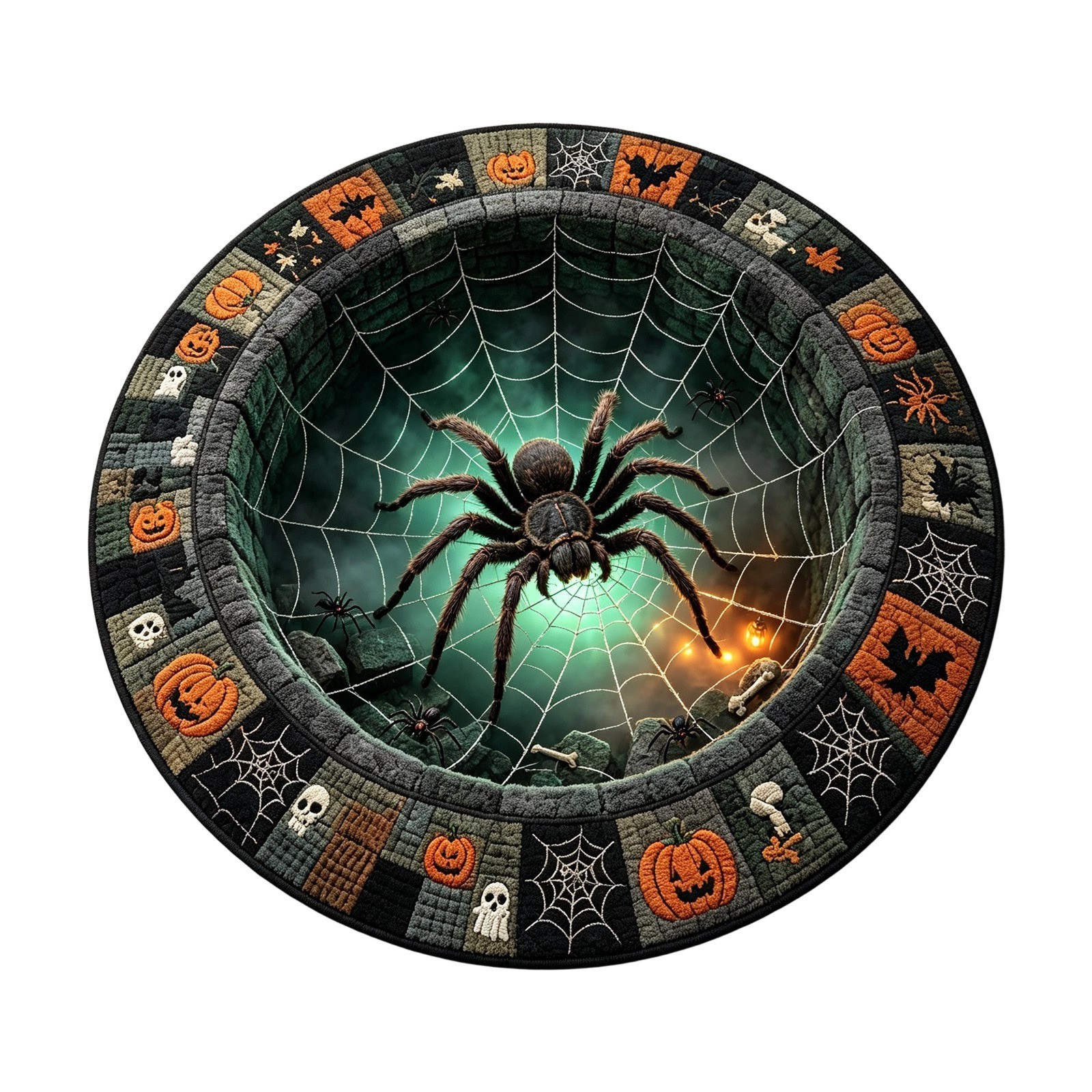 3D Halloween Optical Illusion Rug,Halloweens Quilted Round Rugs ,Soft,60×60cm