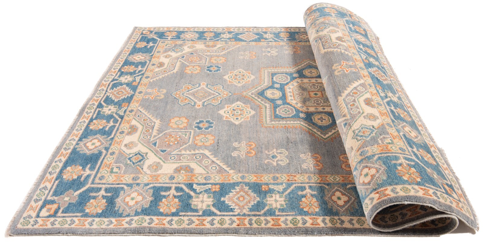 Kazak 69 11/16×49 3/16 in Handwoven Oriental Fine Carpet Rug Grey