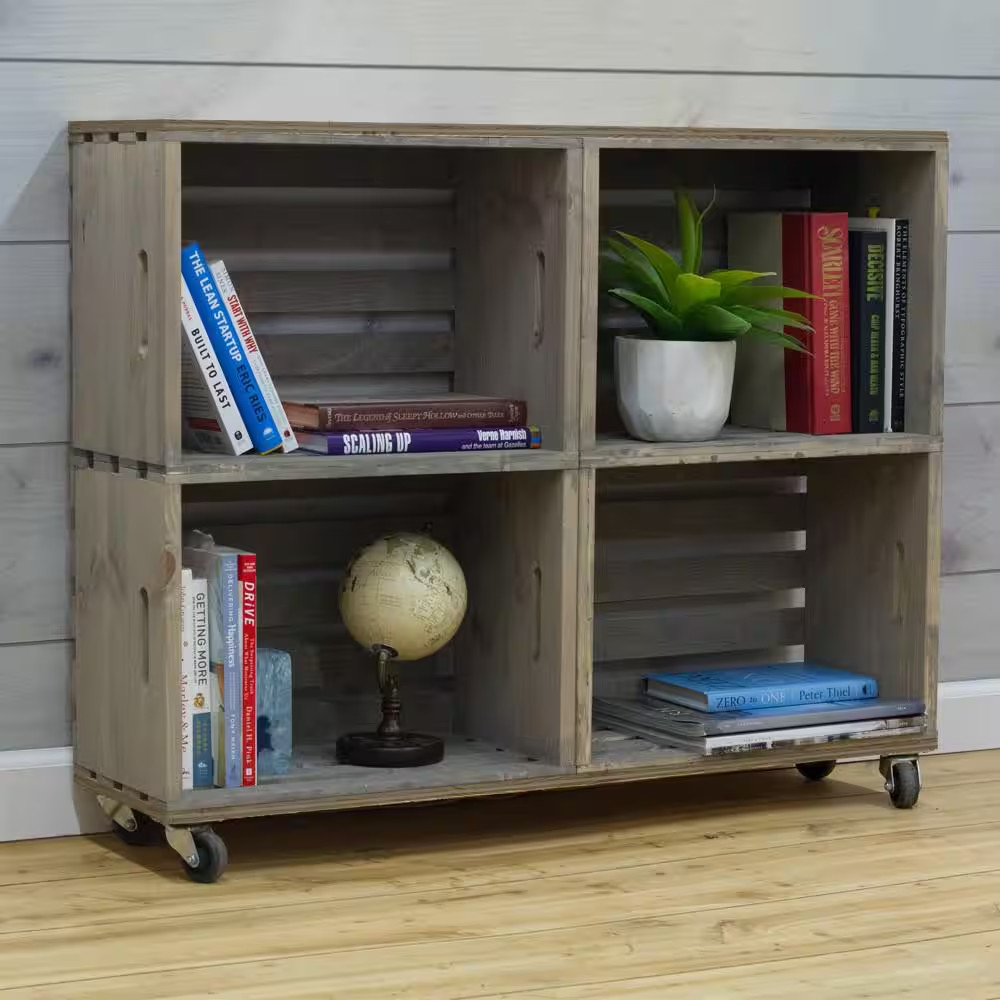 18 In. X 12.5 In. X 9.5 In. Large Crate in Weathered Gray