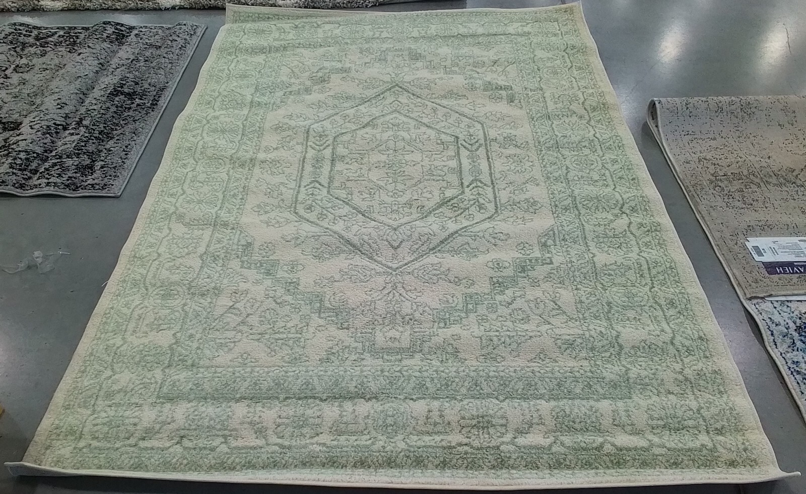 SAGE / IVORY 5′-1″ x 7′-6″ Back Stain Rug, Reduced Price 1172768710 ADR108W-5