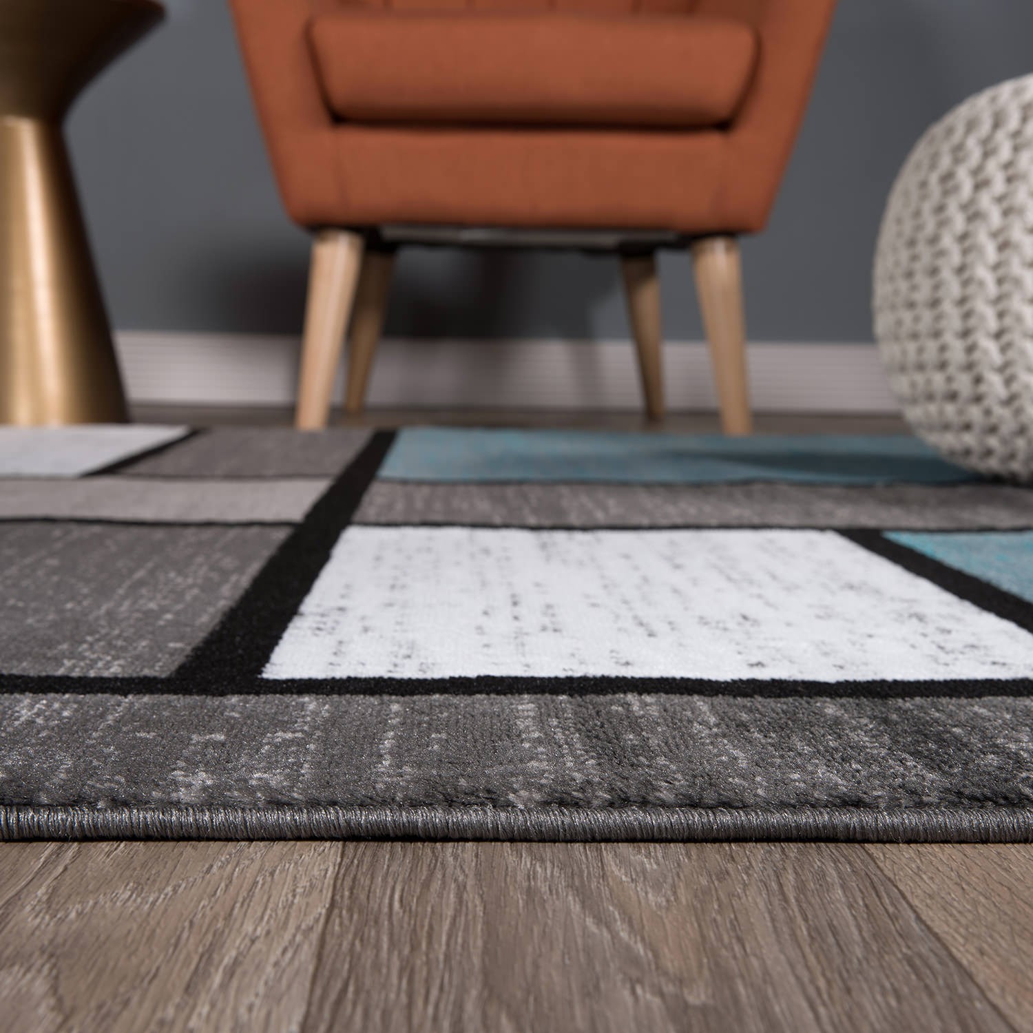Rugshop Area Rug Contemporary Modern Boxed Color Block Rugs for Living Room 5×7