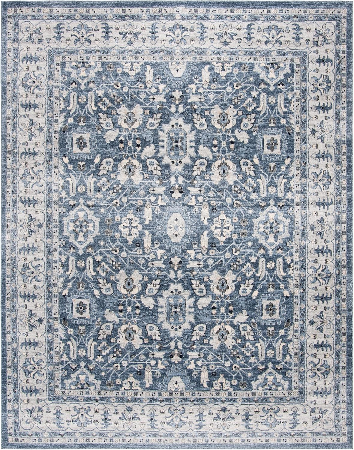 Navy & Creme 8×10 Area Rug – Charleston Collection, Distressed Design, Easy Care