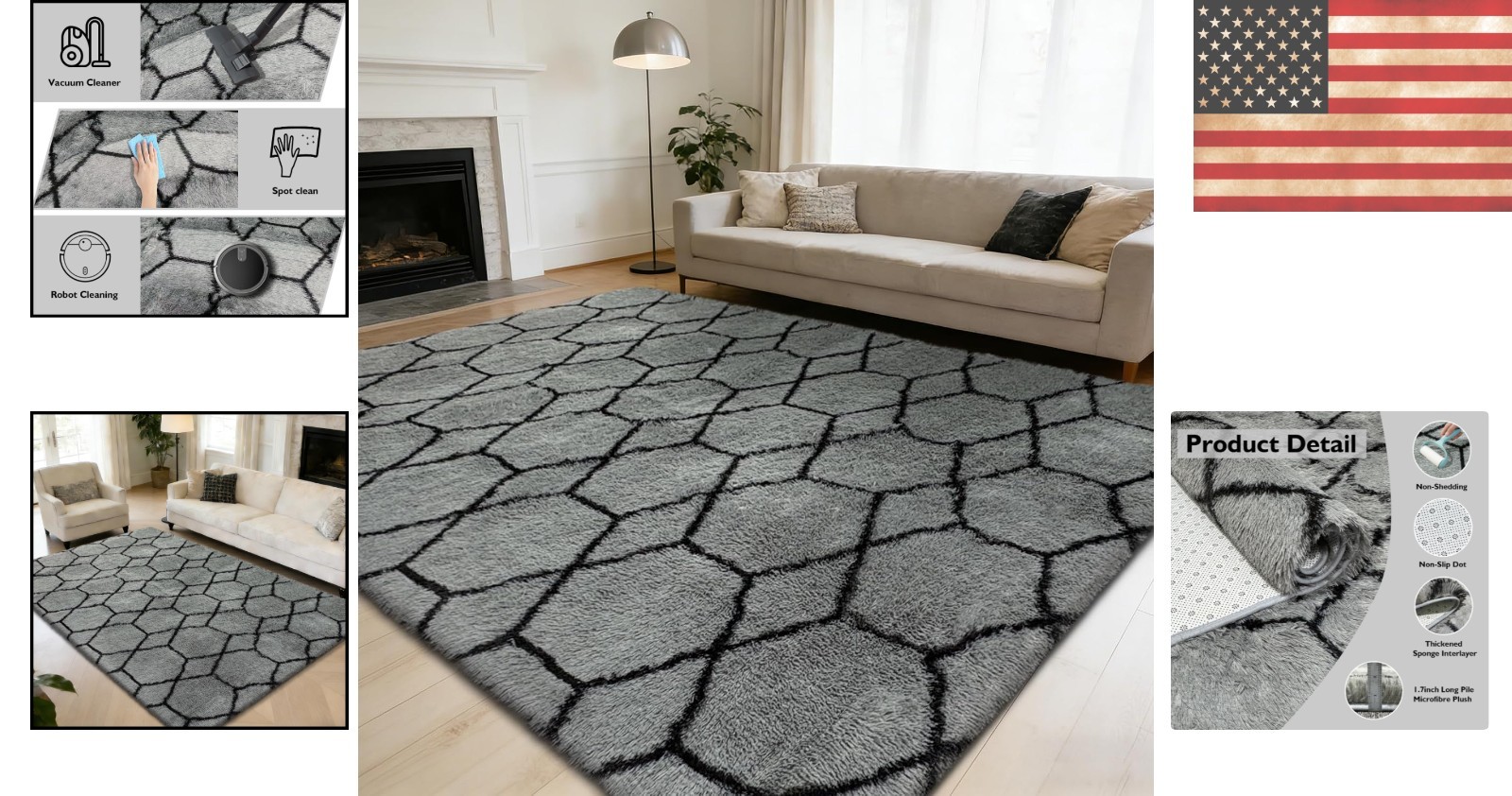 Elegant 8′ x 10′ High Pile Fluffy Area Rug for Bedroom and Living Room