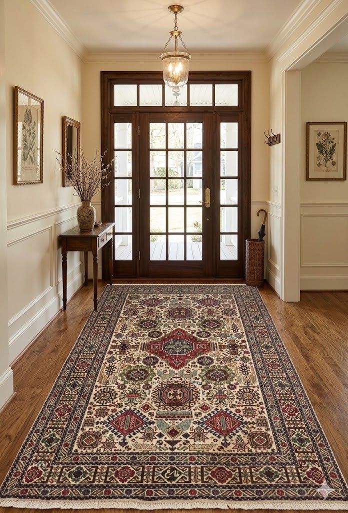 4’4X6’4 Antique Hand-Knotted Oriental Rug Cream Tribal Design Home Carpet