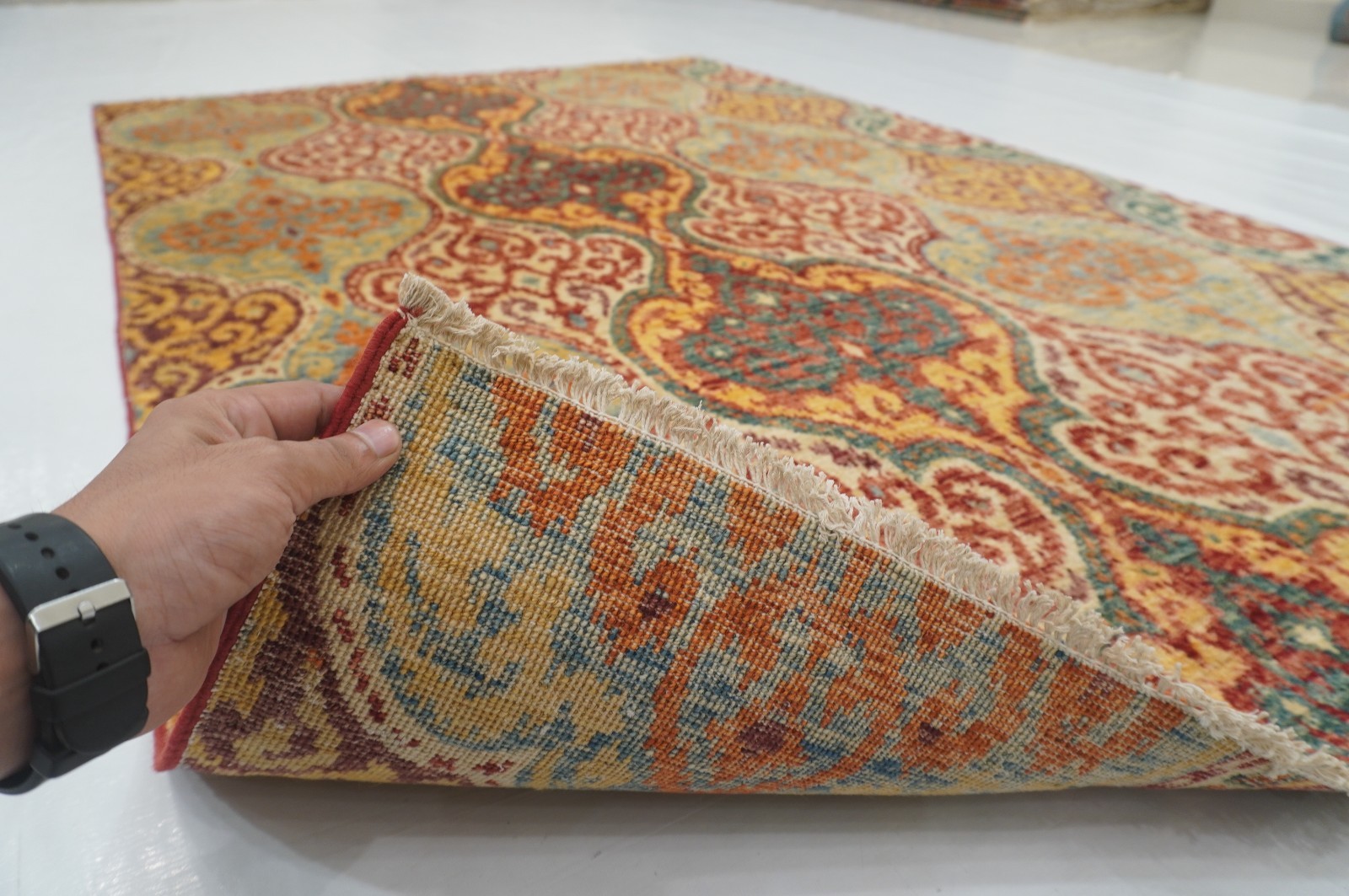 5×7 ft Multicolor Ikat Afghan Hand Knotted Wool Area Rug 4’5″x6’7″