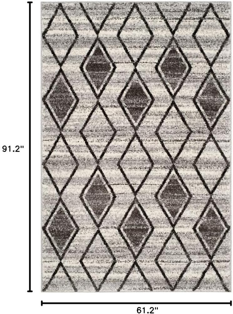 Tunisia Collection Area Rug – 5’1″ X 7’6″, Grey & Black, Moroccan Tribal Design,