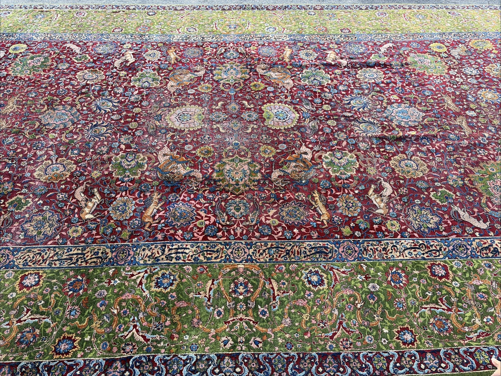 Auth: Antique Lavar Rug Spiral Tendril Classical Era Masterpiece 10×19