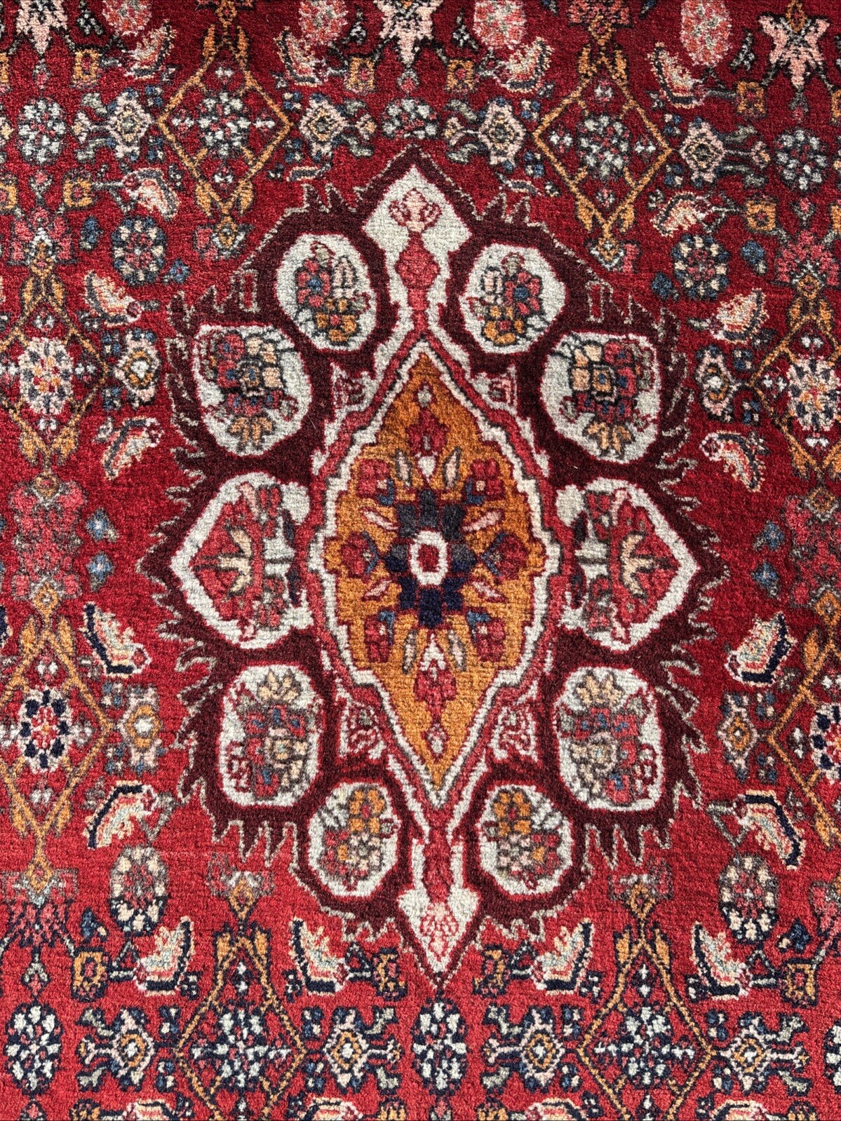 Densely Woven 4 X 6 True Bidjar Rug Herati Pattern Brick Sunset Pale Blue Ivory
