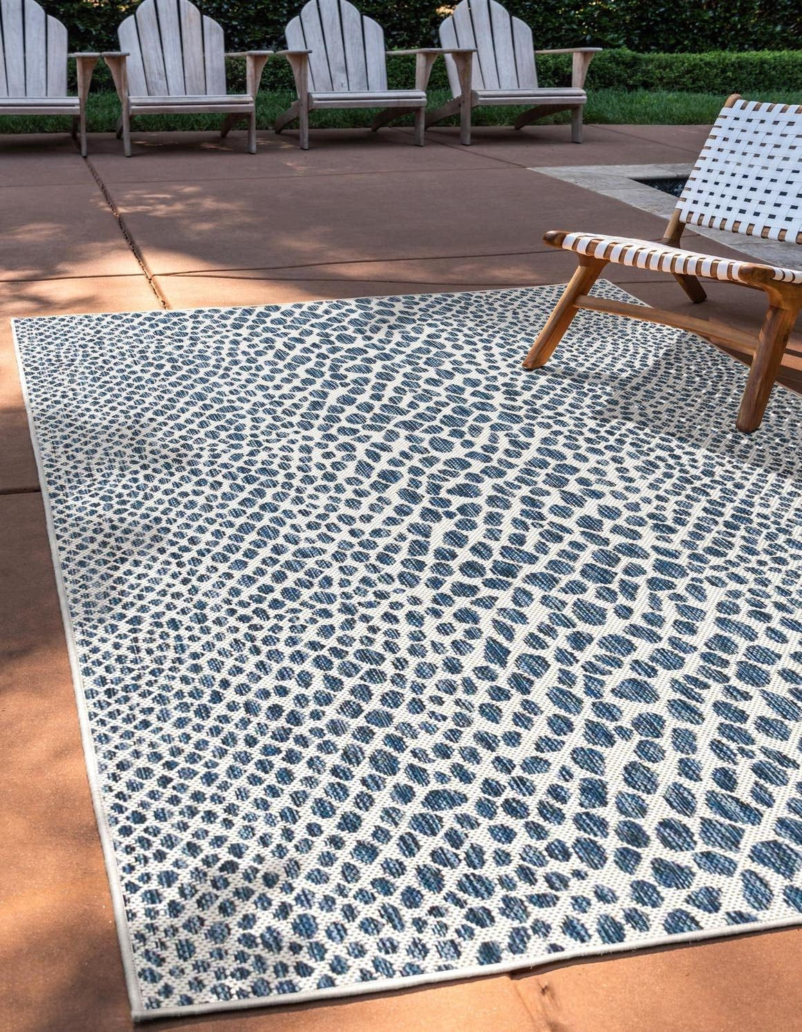 Jill Zarin Cape Town Outdoor Area Rug 7’10” x 11’4″ Blue/Olive Rectangle