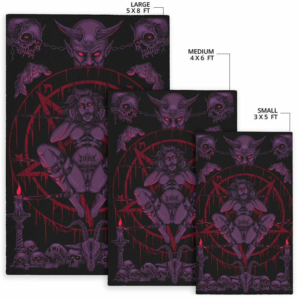 Skull Demon Satanic Baphomet Goat Satanic Area Rug Awesome Glowing Purple