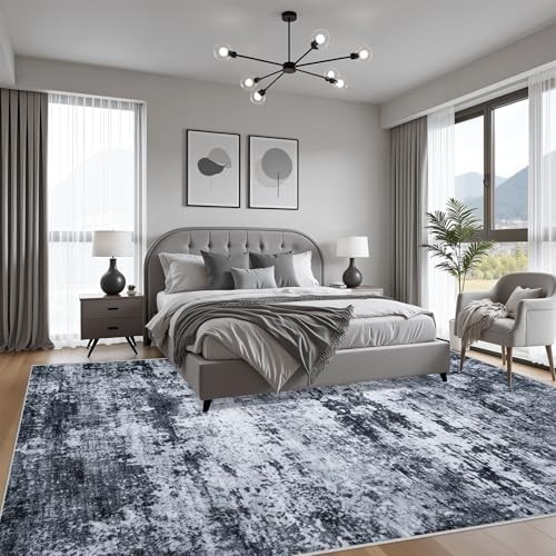 5×7 Area Rug Living Room Rug: Washable Modern Abstract Soft Thin Rug Indoor