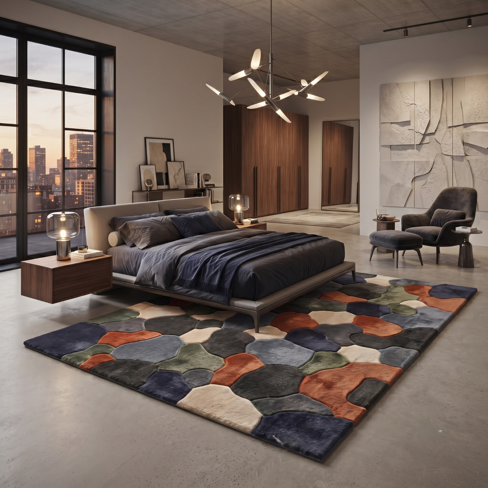Hand Tufted Abstract Area Rug Modern Geometric Wool Rug Handmade Organic Shape
