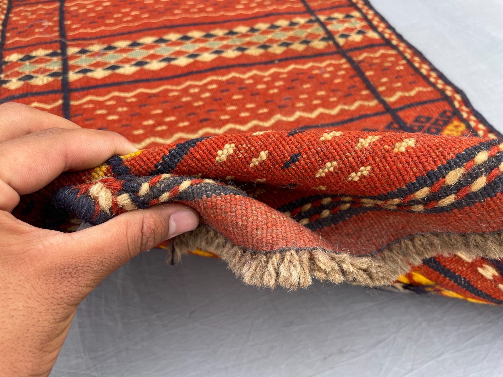 1’8 x 3’4 Ft Afghan Tribal Kilim Rug Handwoven Wool Diamond Stripe Flatweave