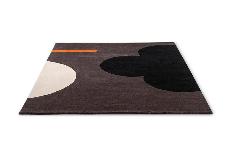 Hand Tufted Floral Graphic Area Rug White Black Orange Multi Colored Large Area