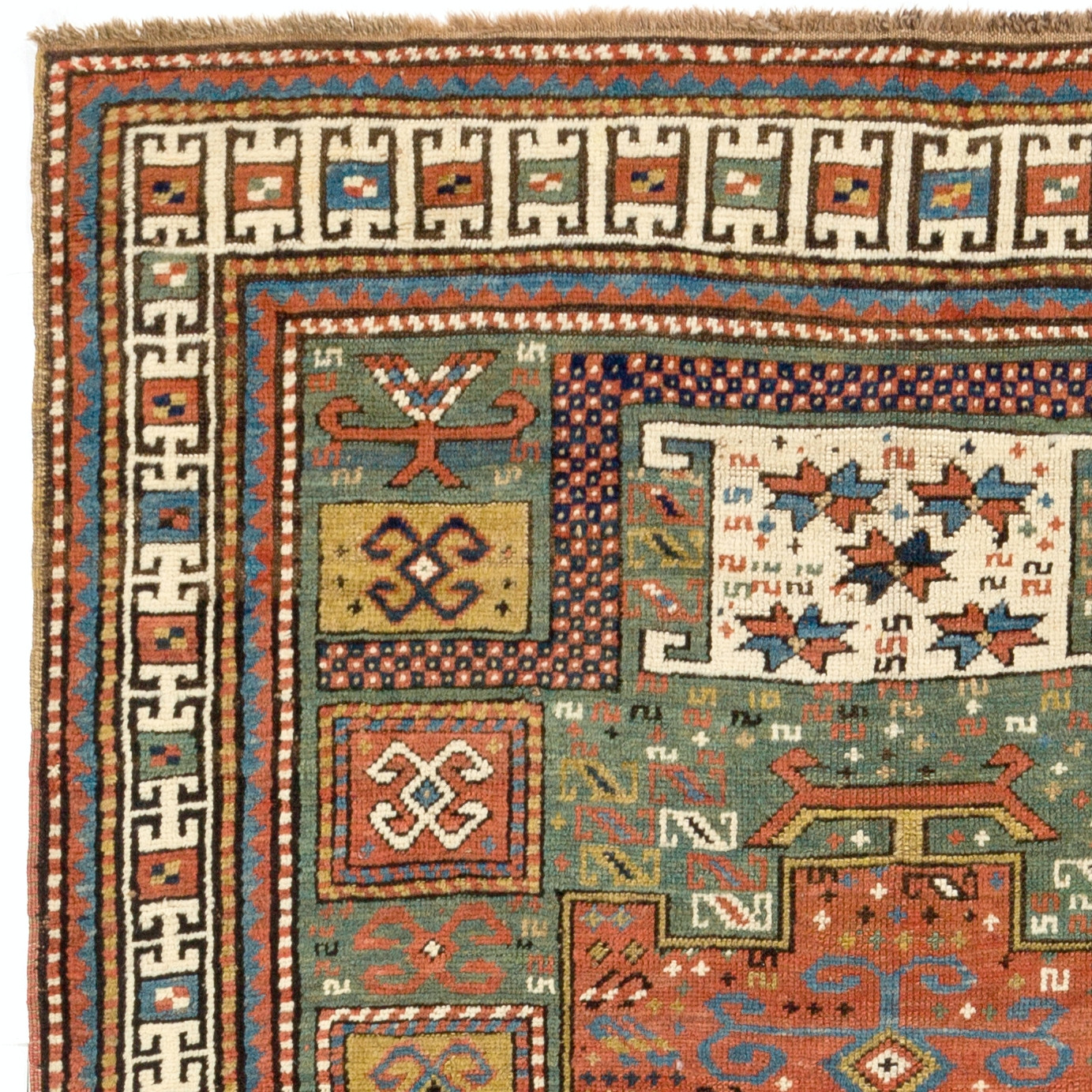 4.2×8.6 Ft Antique Caucasian Karatchoph Kazak Rug, circa 1875