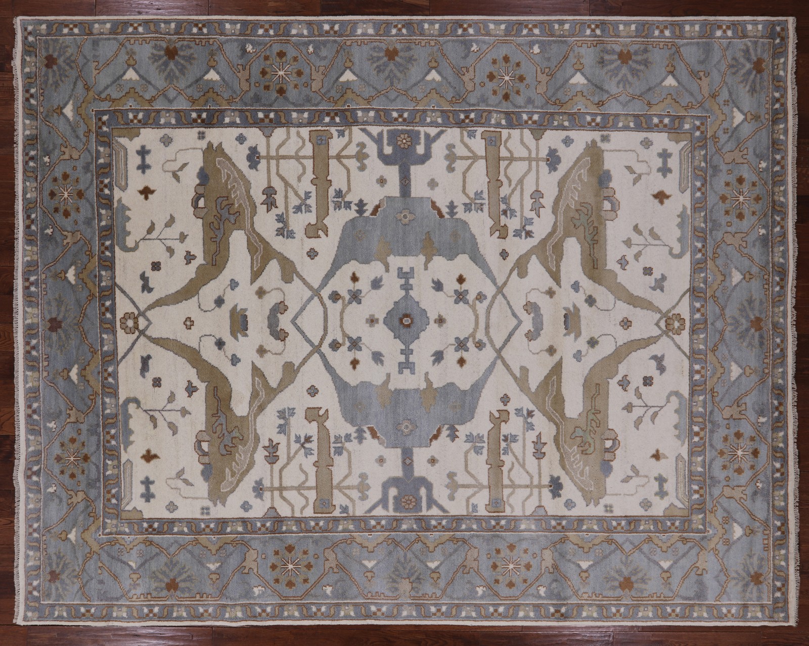 9′ 3″ X 11′ 10″ Hand Knotted Turkish Oushak Wool Area Rug – Q1408