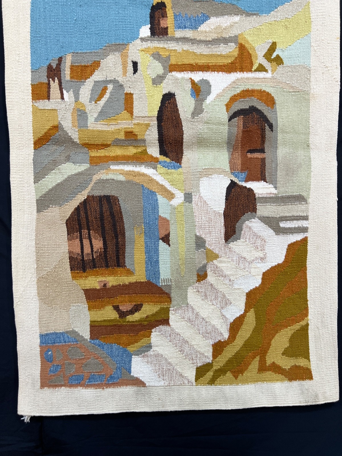 Vintage greek island Hand Woven Wool Rug Native Tribal Tapestry S110