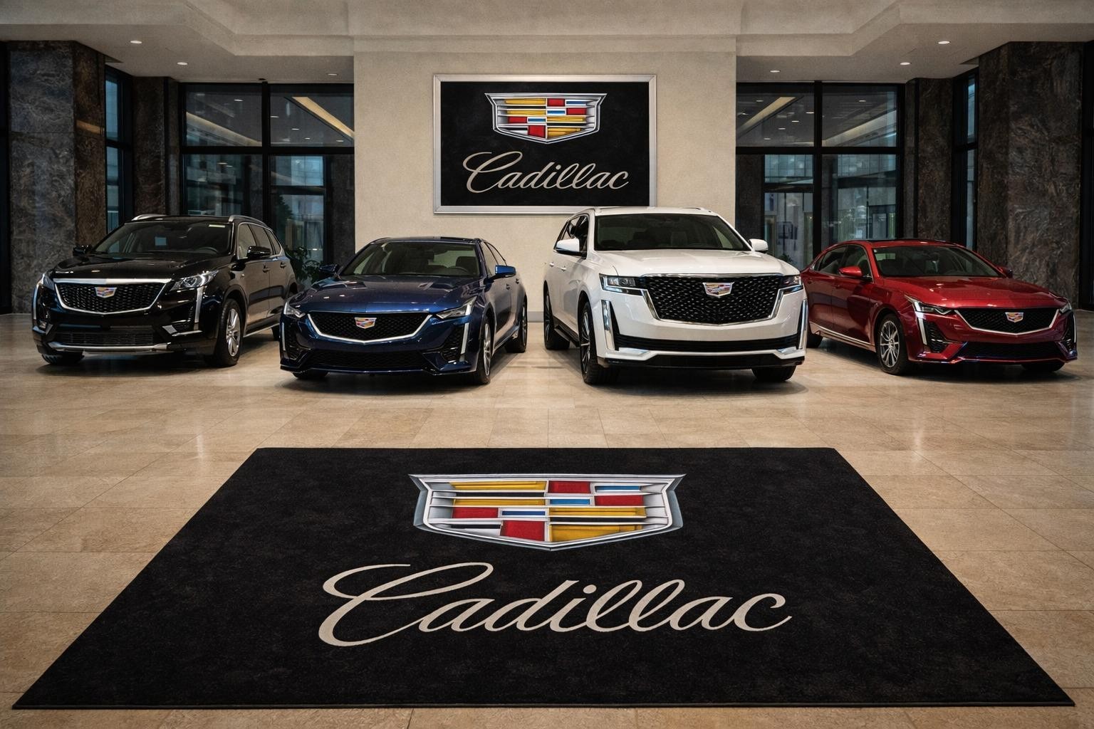 Cadillac Logo Area Rug Custom Automotive Carpet Garage Decor Man Cave Gift