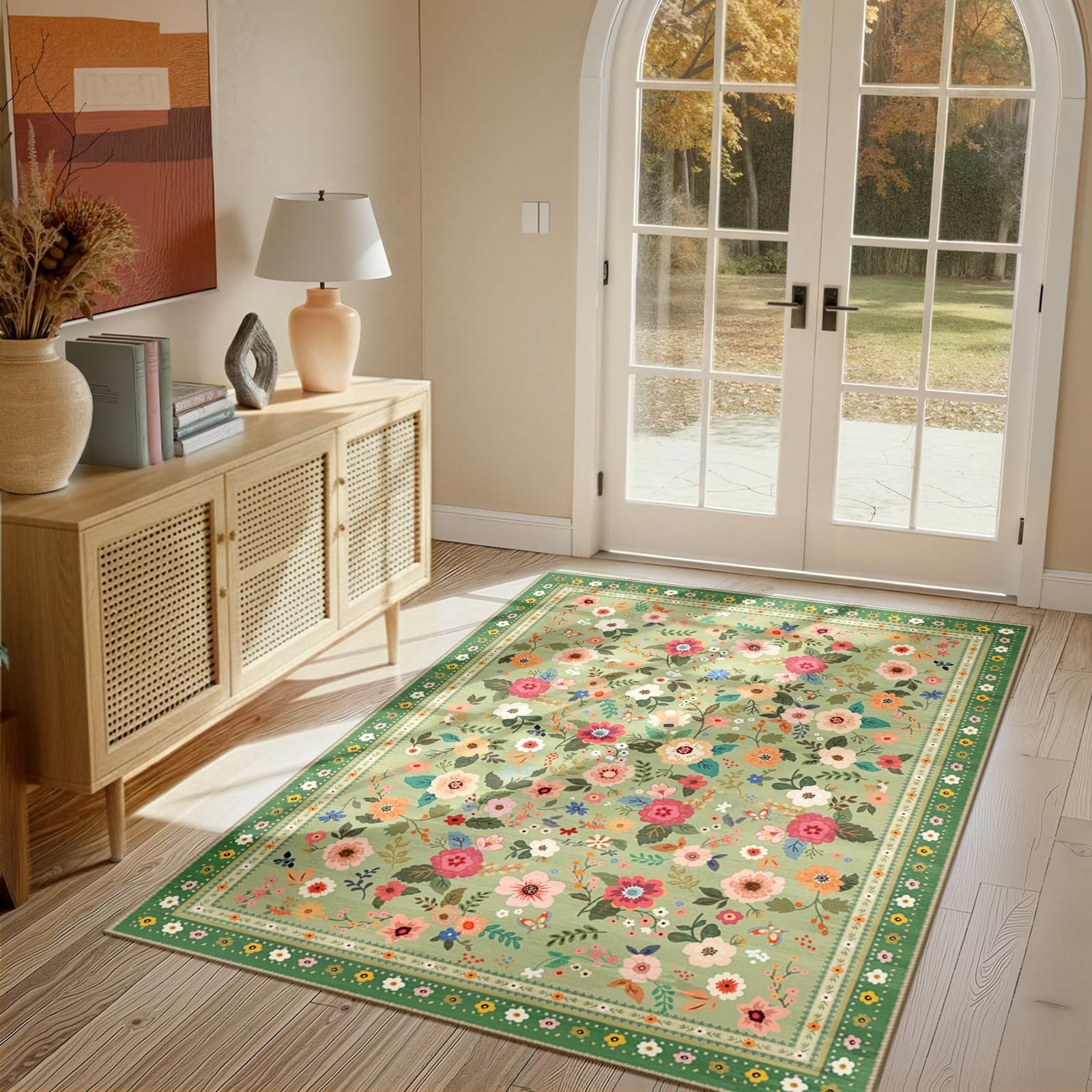 Meejou 4×6 Area Rugs Living Room Vacuum-Friendly Machine Washable Area Rug