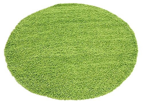 Unique Loom Solo Solid Shag Area Rug 6’1″ Round Grass Green