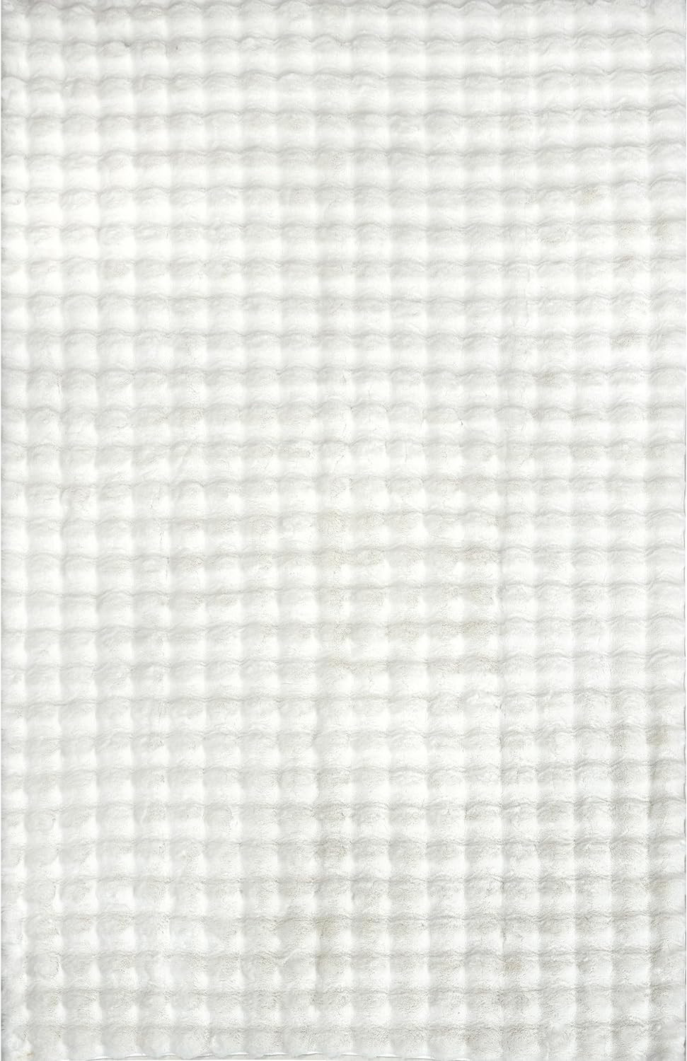 Alfombra de área Cozy Plush, 8′ x 10′, lavable, antideslizante, blanca.