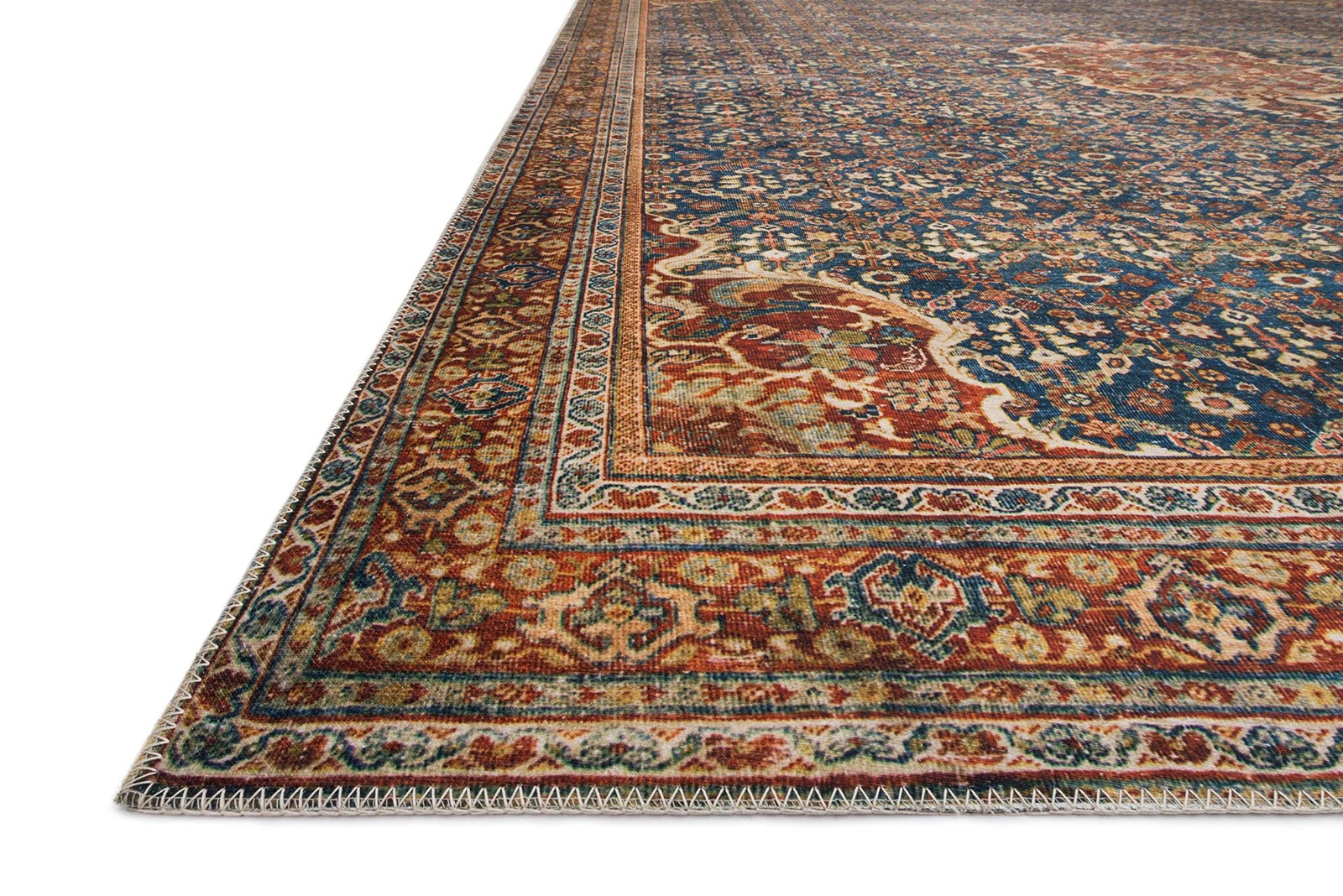 Loloi Layla Cobalt Blue/Spice 2′-0″ x 5′-0″ Accent Rug