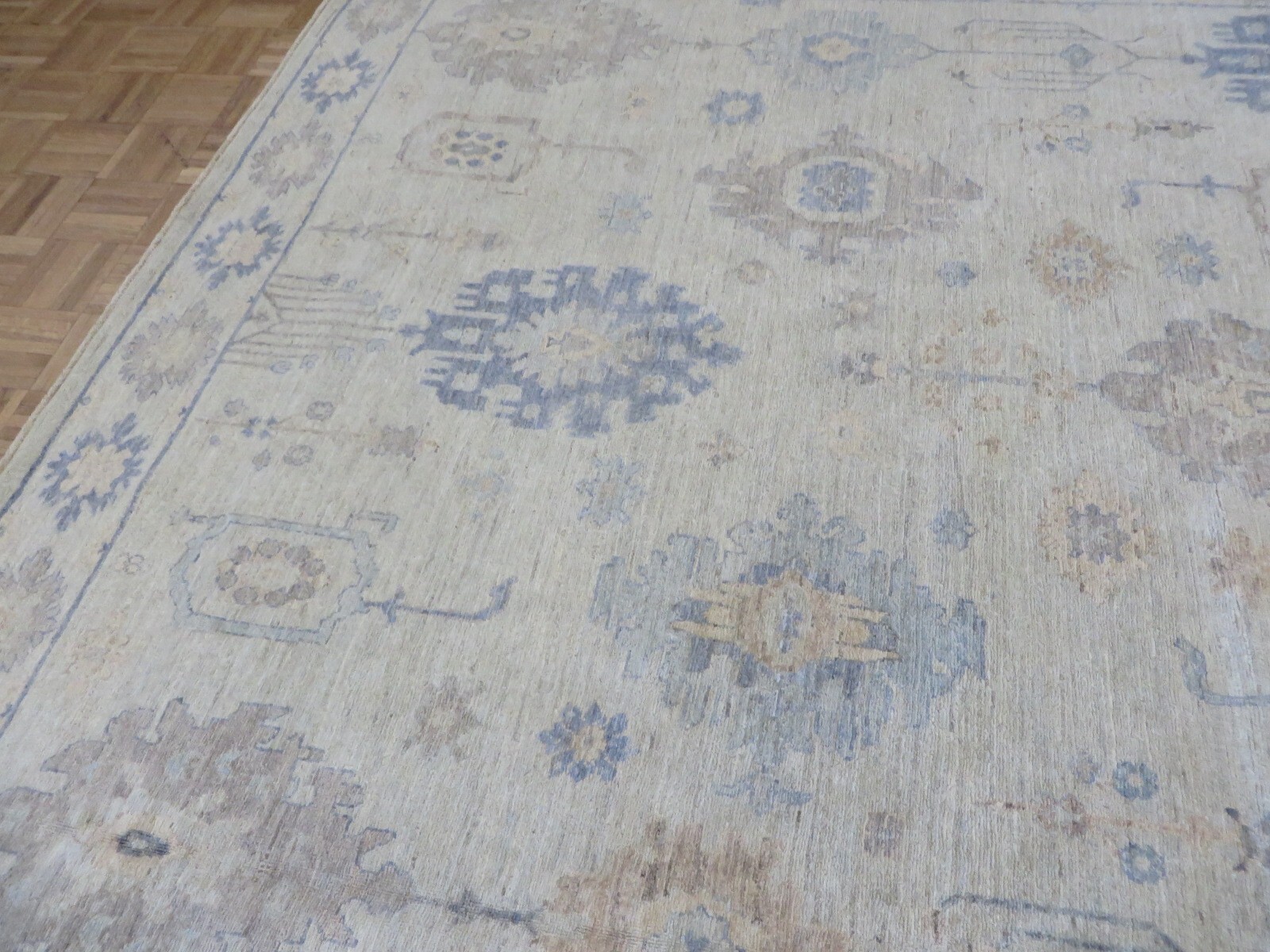 12 x 15’9 Hand Knotted Beige Fine Peshawar Oushak Oriental Rug G13636