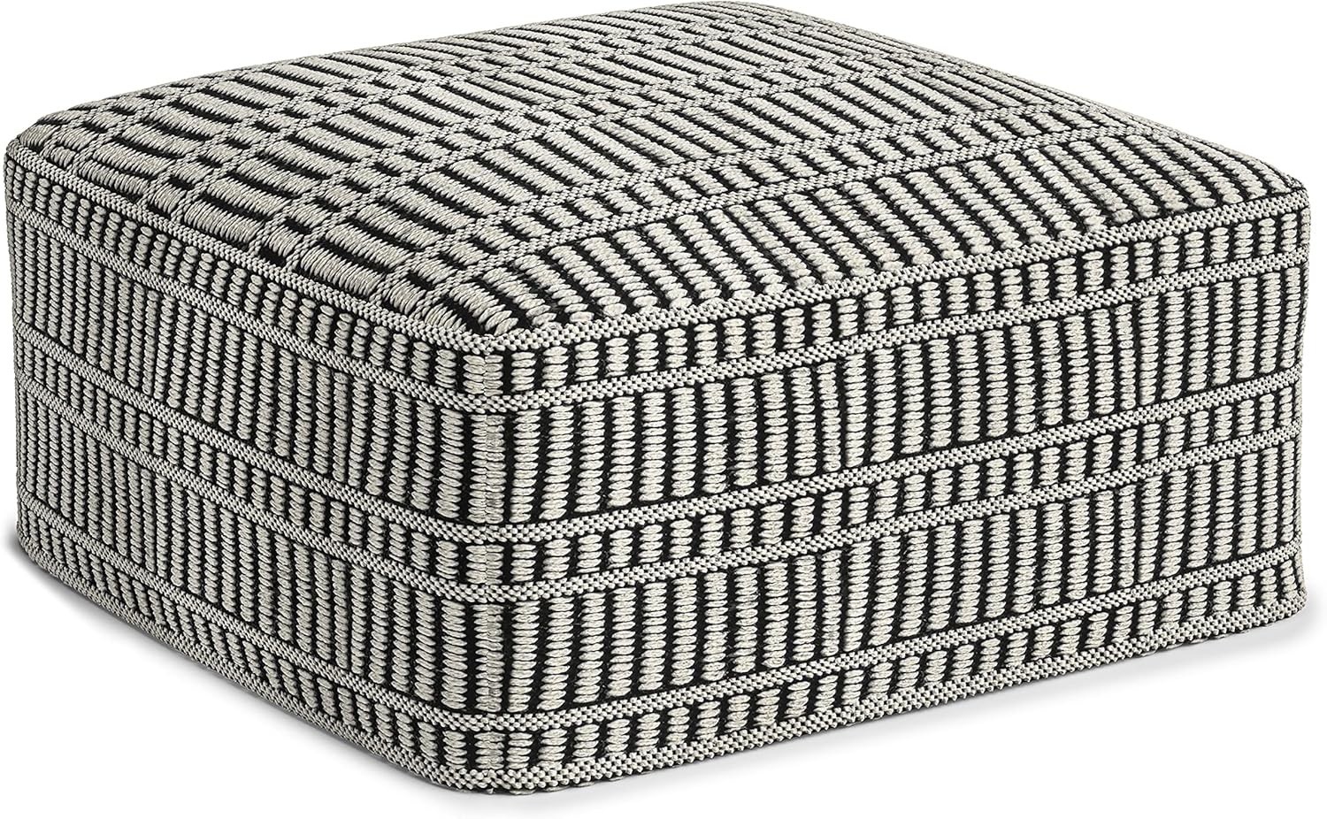 Safford Square Pouf – 20 inch Wide Upholstered PET Polyester Ottoman in Black