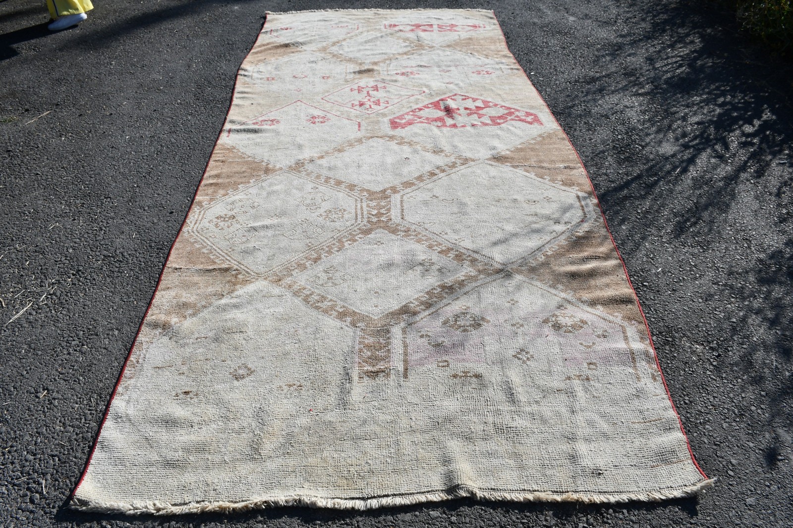 4,9×11,5 ft Rug, Vintage Turkish Rug, White Rug Wool Rug