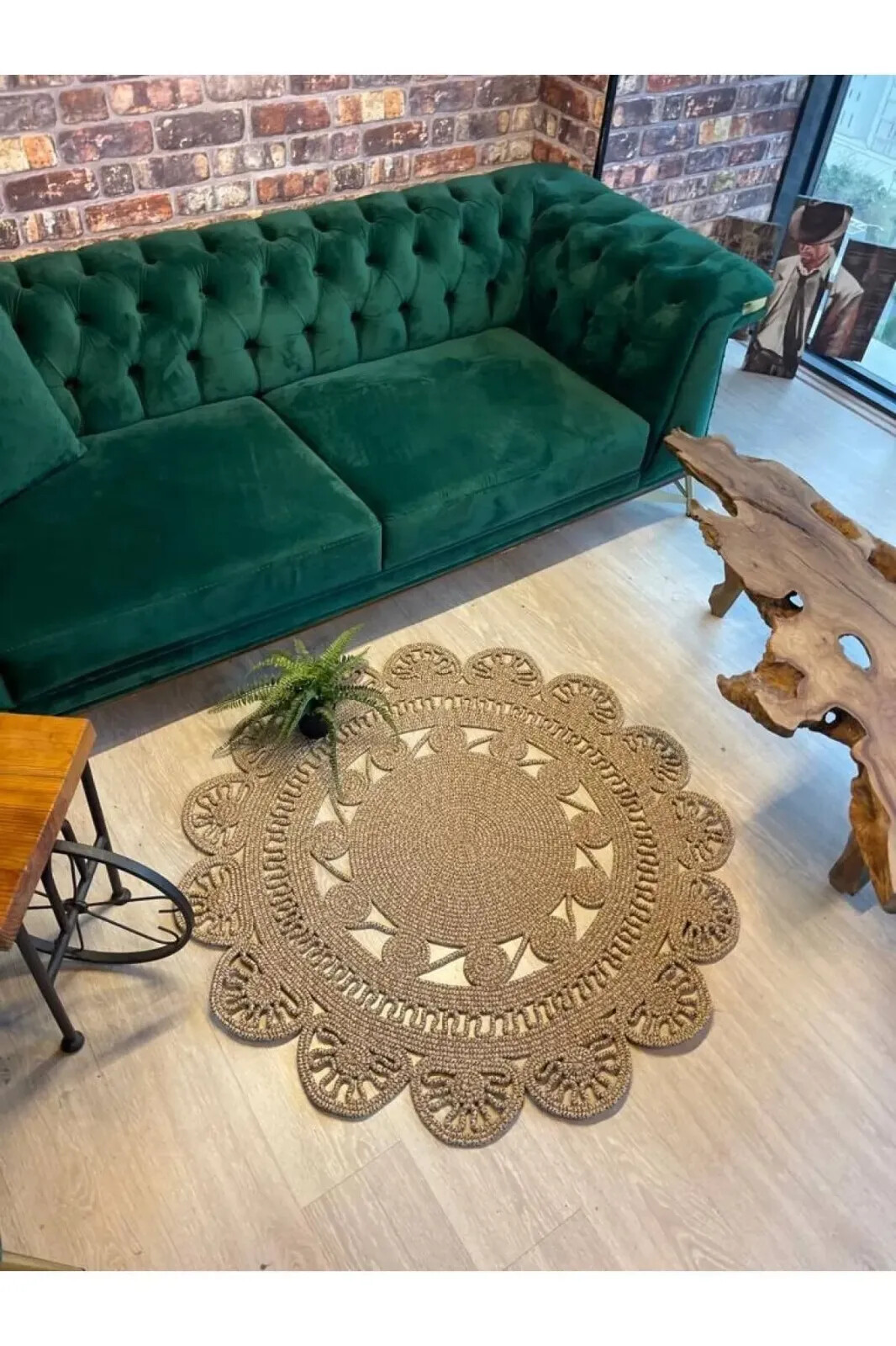 Round Wicker Jute Knitting Special Design Carpet