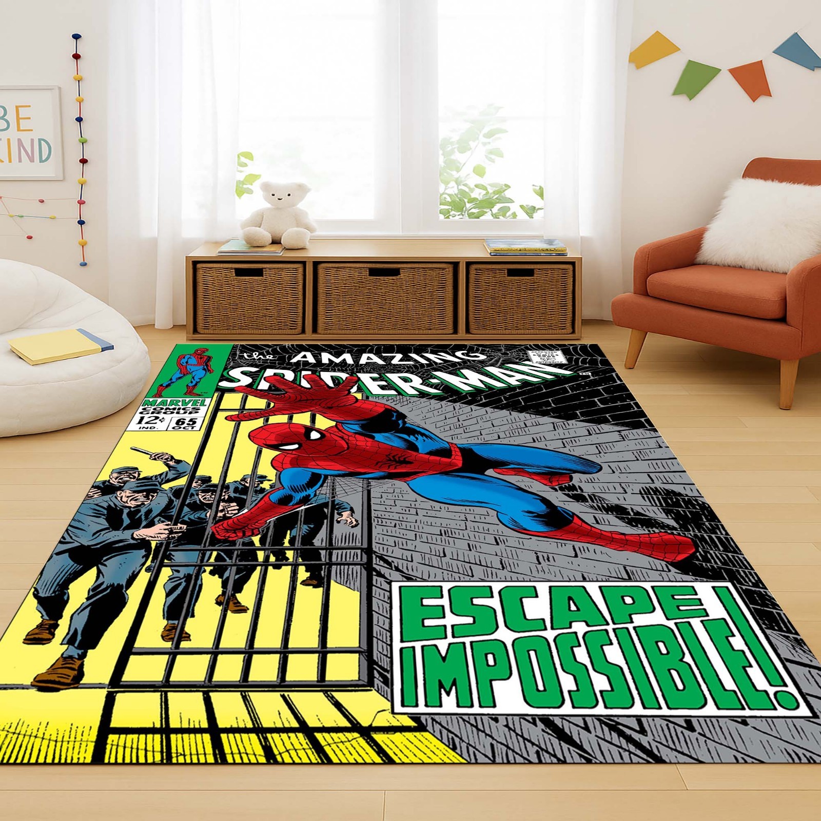 Spider-Man Rug, Comic Book Rug, Superhero Décor, Kids Room Rug, Floor Mat, Escap