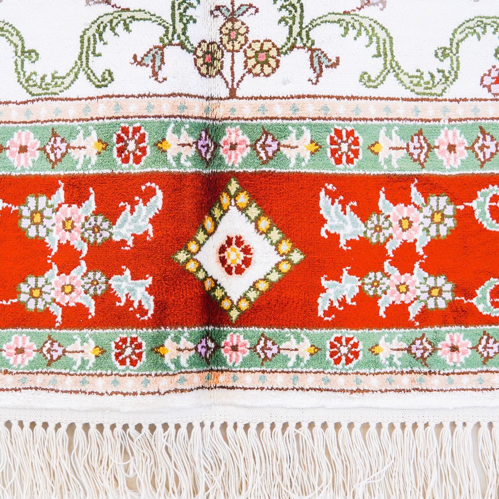 4x6ft Handmade Silk Area Rug Floral Home Hand-knotted Carpet for Study Room 247C