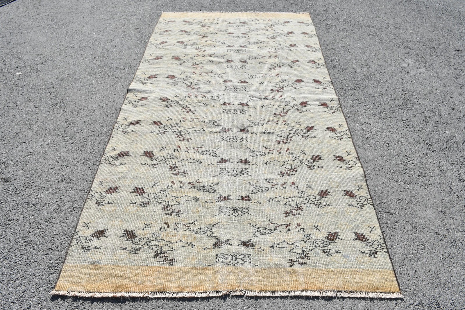 4,4×8,5 ft Vintage Area Rug, Brown Red Turkish Moroccan Wool Rug