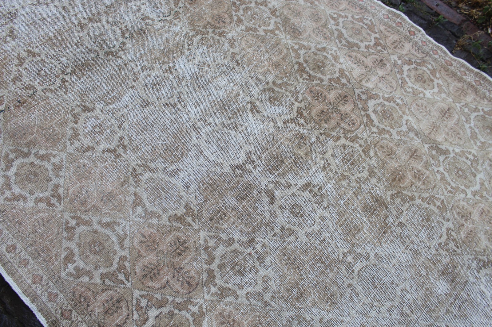 Vintage Handmade Turkish Oushak Bedroom Wool Area Rug Carpet, 8’2″x5’3″