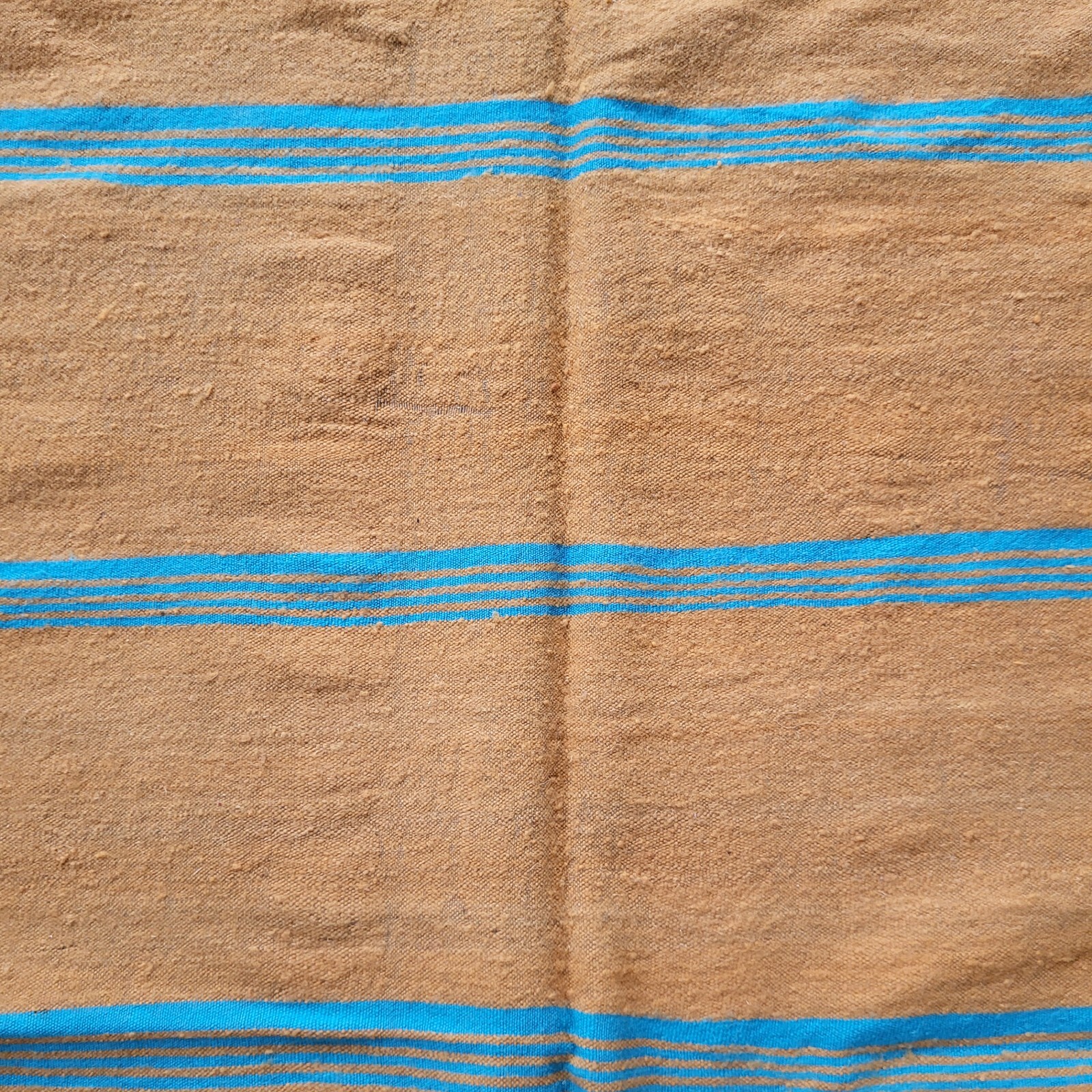 Vibrant Handmade Moroccan Orange Rug Blue Stripe Fringe Berber Wool Carpet 11×6