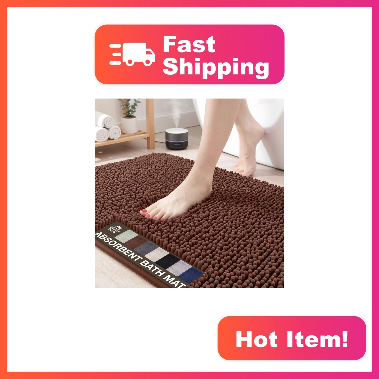 Neater Home Brown Chenille Rug 24×17