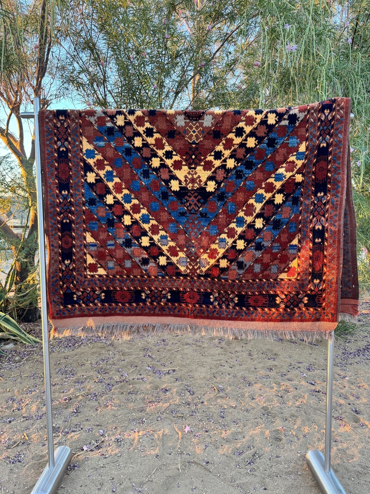 Vintage Central Asia Wool Rug Hand-Knotted Tribal approx. 5×7