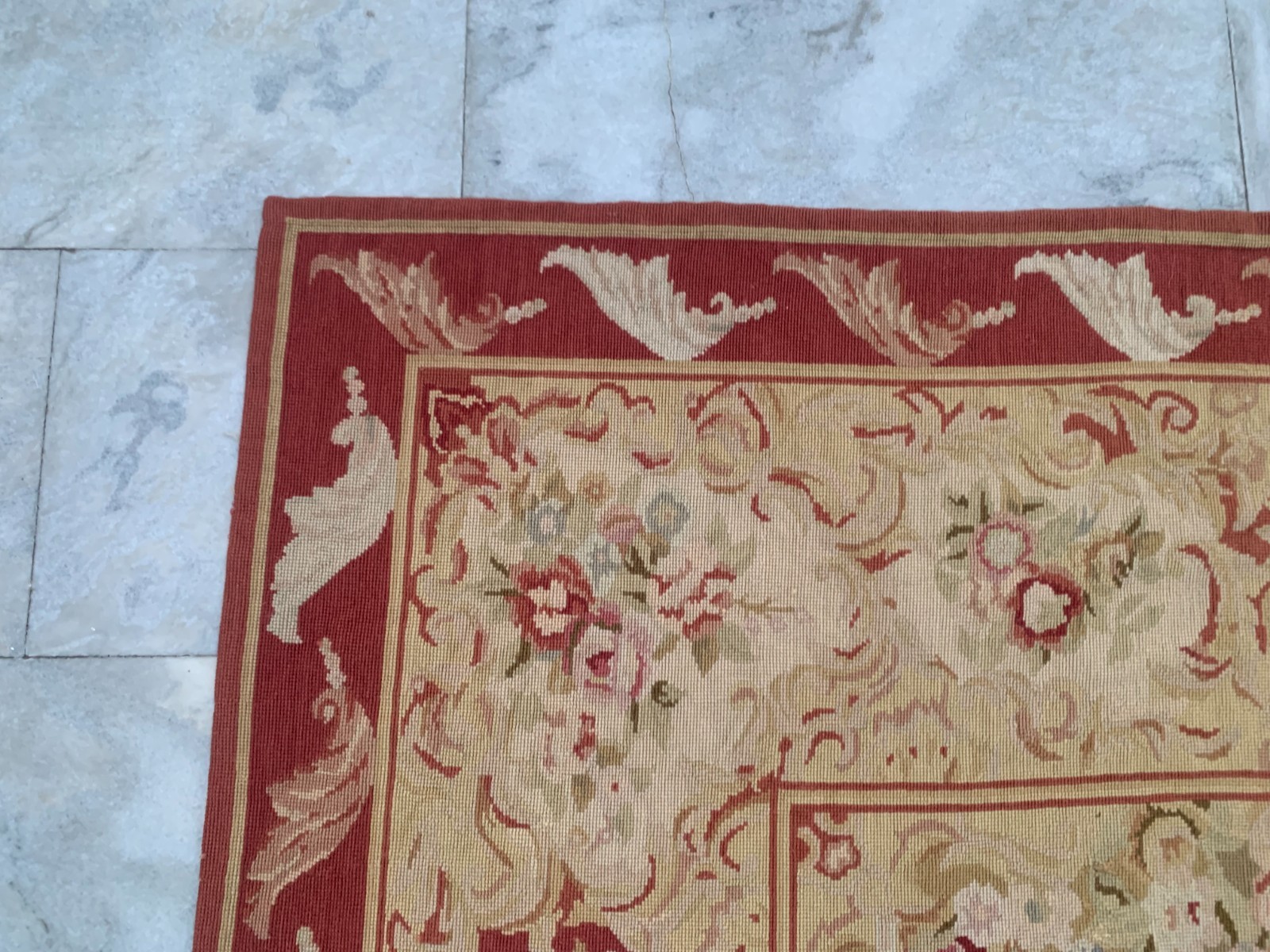 5×8 ft Vintage French Rug Handmade Aubusson Rug Needle Point Rug Floral Wool Rug