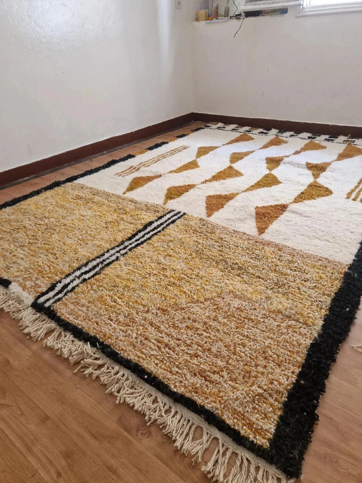 Hand Knotted Moroccan Berber Wool Rug Color Multicolor Design Handmade Carpet Ru